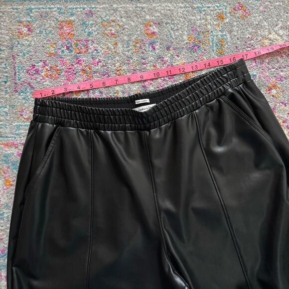 Abercrombie & Fitch Vegan Leather Black Straight Leg Elastic Waist Pants Size XL - Picture 8 of 11